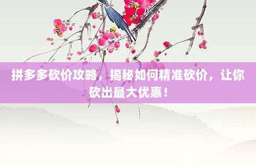拼多多砍价攻略,揭秘如何精准砍价,让你砍出最大优惠!-第1张图片-拼多多助力 拼多多砍价攻略,揭秘如何精准砍价,让你砍出最大优惠!-第1张图片-拼多多助力