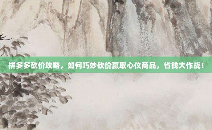 拼多多砍价攻略，如何巧妙砍价赢取心仪商品，省钱大作战！-第1张图片-拼多多助力