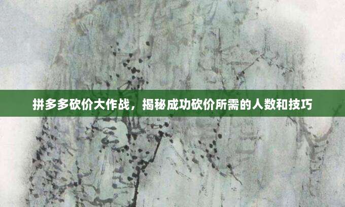 拼多多砍价大作战,揭秘成功砍价所需的人数和技巧-第1张图片-拼多多助力 拼多多砍价大作战,揭秘成功砍价所需的人数和技巧-第1张图片-拼多多助力