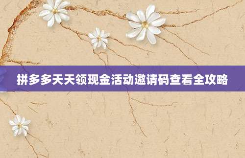 拼多多天天领现金活动邀请码查看全攻略-第1张图片-拼多多助力