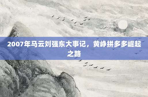 2007年马云刘强东大事记,黄峥拼多多崛起之路-第1张图片-拼多多助力 2007年马云刘强东大事记,黄峥拼多多崛起之路-第1张图片-拼多多助力
