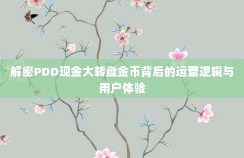解密PDD现金大转盘金币背后的运营逻辑与用户体验-第1张图片-拼多多助力 解密PDD现金大转盘金币背后的运营逻辑与用户体验-第1张图片-拼多多助力