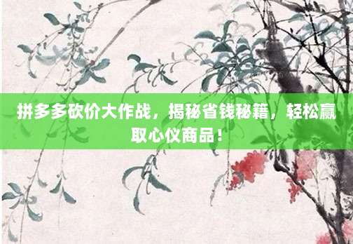 拼多多砍价大作战,揭秘省钱秘籍,轻松赢取心仪商品!-第1张图片-拼多多助力 拼多多砍价大作战,揭秘省钱秘籍,轻松赢取心仪商品!-第1张图片-拼多多助力