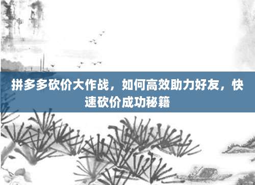 拼多多砍价大作战，如何高效助力好友，快速砍价成功秘籍-第1张图片-拼多多助力