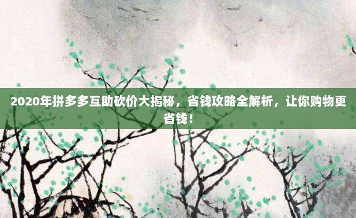 2020年拼多多互助砍价大揭秘，省钱攻略全解析，让你购物更省钱！-第1张图片-拼多多助力