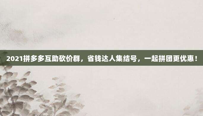 2021拼多多互助砍价群,省钱达人集结号,一起拼团更优惠!-第1张图片-拼多多助力 2021拼多多互助砍价群,省钱达人集结号,一起拼团更优惠!-第1张图片-拼多多助力