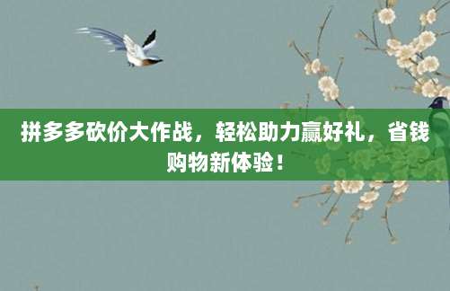 拼多多砍价大作战,轻松助力赢好礼,省钱购物新体验!-第1张图片-拼多多助力 拼多多砍价大作战,轻松助力赢好礼,省钱购物新体验!-第1张图片-拼多多助力