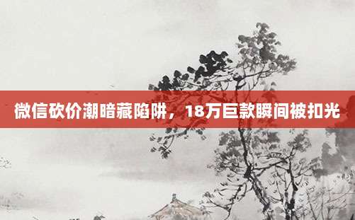 微信砍价潮暗藏陷阱,18万巨款瞬间被扣光-第1张图片-拼多多助力 微信砍价潮暗藏陷阱,18万巨款瞬间被扣光-第1张图片-拼多多助力