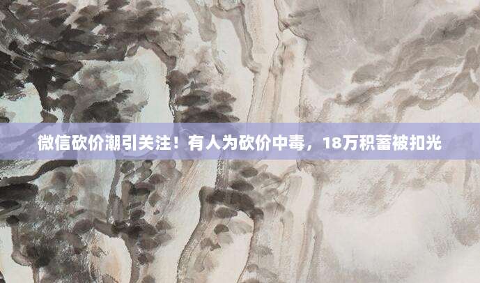 微信砍价潮引关注!有人为砍价中毒,18万积蓄被扣光-第1张图片-拼多多助力 微信砍价潮引关注!有人为砍价中毒,18万积蓄被扣光-第1张图片-拼多多助力