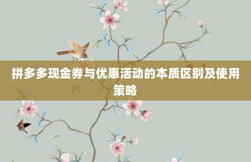 拼多多现金券与优惠活动的本质区别及使用策略-第1张图片-拼多多助力 拼多多现金券与优惠活动的本质区别及使用策略-第1张图片-拼多多助力