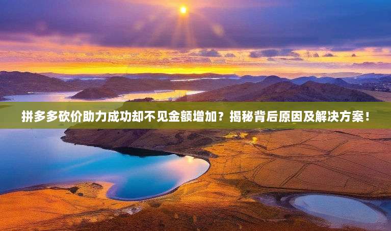 拼多多砍价助力成功却不见金额增加？揭秘背后原因及解决方案！-第1张图片-拼多多助力