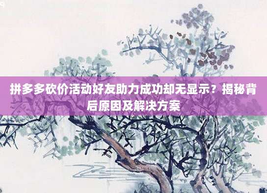 拼多多砍价活动好友助力成功却无显示？揭秘背后原因及解决方案-第1张图片-拼多多助力