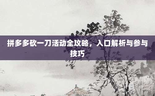 拼多多砍一刀活动全攻略,入口解析与参与技巧-第1张图片-拼多多助力 拼多多砍一刀活动全攻略,入口解析与参与技巧-第1张图片-拼多多助力