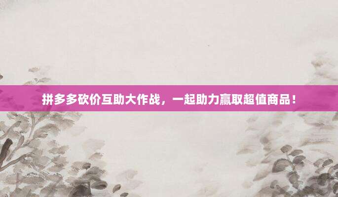 拼多多砍价互助大作战，一起助力赢取超值商品！-第1张图片-拼多多助力