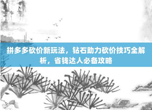 拼多多砍价新玩法，钻石助力砍价技巧全解析，省钱达人必备攻略-第1张图片-拼多多助力