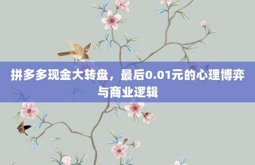 拼多多现金大转盘,最后0.01元的心理博弈与商业逻辑-第1张图片-拼多多助力 拼多多现金大转盘,最后0.01元的心理博弈与商业逻辑-第1张图片-拼多多助力