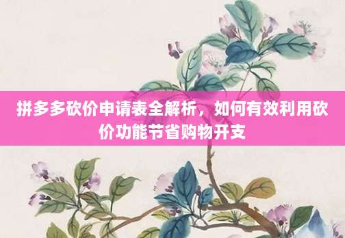 拼多多砍价申请表全解析,如何有效利用砍价功能节省购物开支-第1张图片-拼多多助力 拼多多砍价申请表全解析,如何有效利用砍价功能节省购物开支-第1张图片-拼多多助力