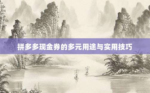 拼多多现金券的多元用途与实用技巧-第1张图片-拼多多助力