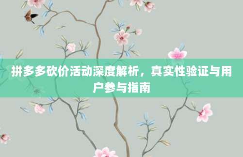 拼多多砍价活动深度解析,真实性验证与用户参与指南-第1张图片-拼多多助力 拼多多砍价活动深度解析,真实性验证与用户参与指南-第1张图片-拼多多助力