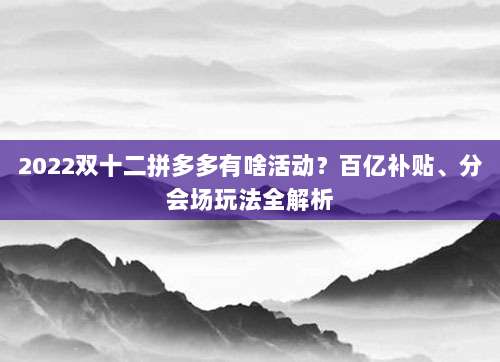 2022双十二拼多多有啥活动?百亿补贴、分会场玩法全解析-第1张图片-拼多多助力 2022双十二拼多多有啥活动?百亿补贴、分会场玩法全解析-第1张图片-拼多多助力