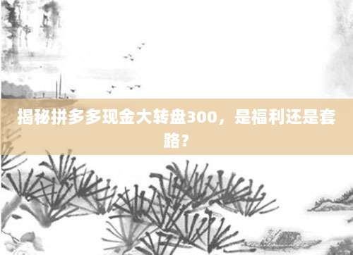 揭秘拼多多现金大转盘300,是福利还是套路?-第1张图片-拼多多助力 揭秘拼多多现金大转盘300,是福利还是套路?-第1张图片-拼多多助力