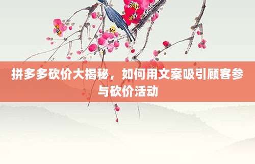 拼多多砍价大揭秘,如何用文案吸引顾客参与砍价活动-第1张图片-拼多多助力 拼多多砍价大揭秘,如何用文案吸引顾客参与砍价活动-第1张图片-拼多多助力