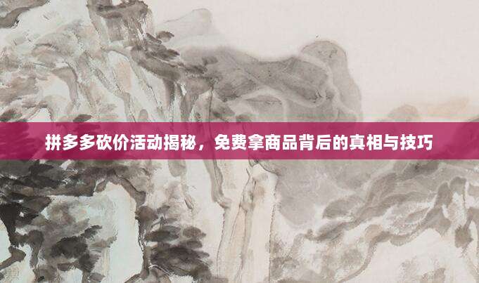 拼多多砍价活动揭秘,免费拿商品背后的真相与技巧-第1张图片-拼多多助力 拼多多砍价活动揭秘,免费拿商品背后的真相与技巧-第1张图片-拼多多助力