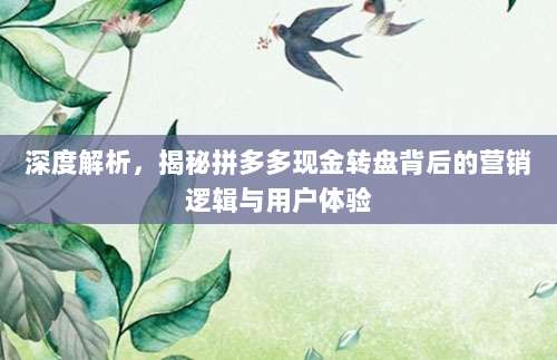 深度解析,揭秘拼多多现金转盘背后的营销逻辑与用户体验-第1张图片-拼多多助力 深度解析,揭秘拼多多现金转盘背后的营销逻辑与用户体验-第1张图片-拼多多助力