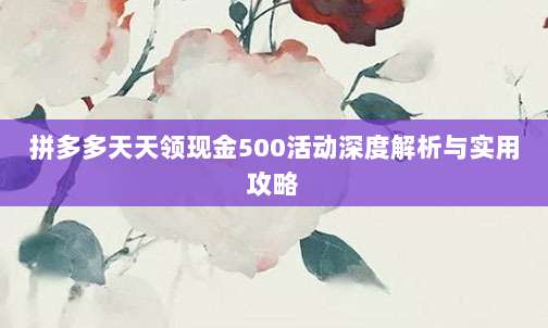 拼多多天天领现金500活动深度解析与实用攻略-第1张图片-拼多多助力 拼多多天天领现金500活动深度解析与实用攻略-第1张图片-拼多多助力