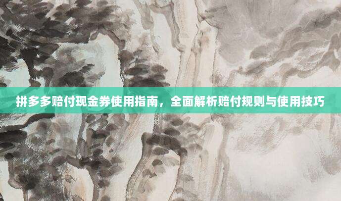 拼多多赔付现金券使用指南,全面解析赔付规则与使用技巧-第1张图片-拼多多助力 拼多多赔付现金券使用指南,全面解析赔付规则与使用技巧-第1张图片-拼多多助力