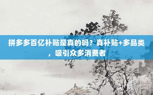 拼多多百亿补贴是真的吗?真补贴+多品类,吸引众多消费者-第1张图片-拼多多助力 拼多多百亿补贴是真的吗?真补贴+多品类,吸引众多消费者-第1张图片-拼多多助力