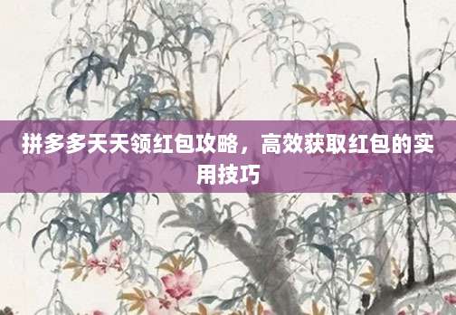 拼多多天天领红包攻略,高效获取红包的实用技巧-第1张图片-拼多多助力 拼多多天天领红包攻略,高效获取红包的实用技巧-第1张图片-拼多多助力