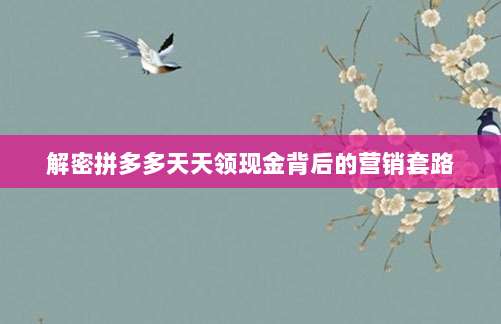 解密拼多多天天领现金背后的营销套路-第1张图片-拼多多助力 解密拼多多天天领现金背后的营销套路-第1张图片-拼多多助力