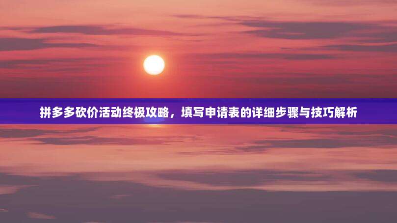 拼多多砍价活动终极攻略，填写申请表的详细步骤与技巧解析-第1张图片-拼多多助力