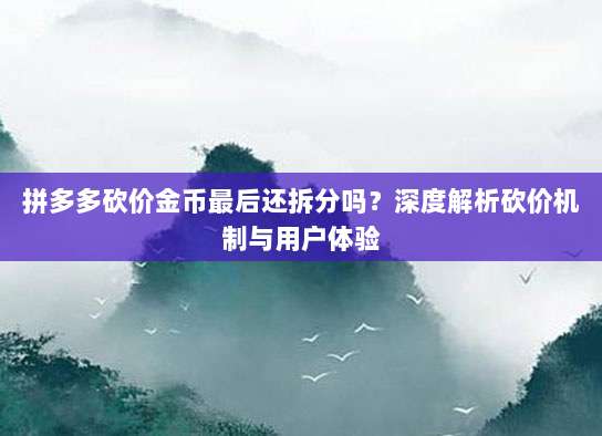 拼多多砍价金币最后还拆分吗?深度解析砍价机制与用户体验-第1张图片-拼多多助力 拼多多砍价金币最后还拆分吗?深度解析砍价机制与用户体验-第1张图片-拼多多助力