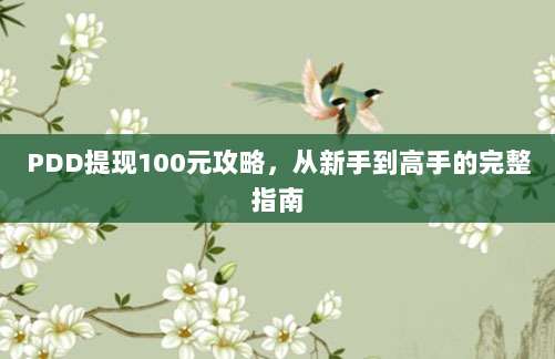 PDD提现100元攻略,从新手到高手的完整指南-第1张图片-拼多多助力 PDD提现100元攻略,从新手到高手的完整指南-第1张图片-拼多多助力