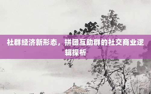 社群经济新形态,拼团互助群的社交商业逻辑探析-第1张图片-拼多多助力 社群经济新形态,拼团互助群的社交商业逻辑探析-第1张图片-拼多多助力