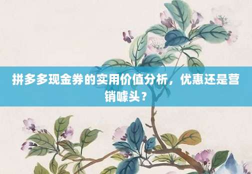 拼多多现金券的实用价值分析,优惠还是营销噱头?-第1张图片-拼多多助力 拼多多现金券的实用价值分析,优惠还是营销噱头?-第1张图片-拼多多助力