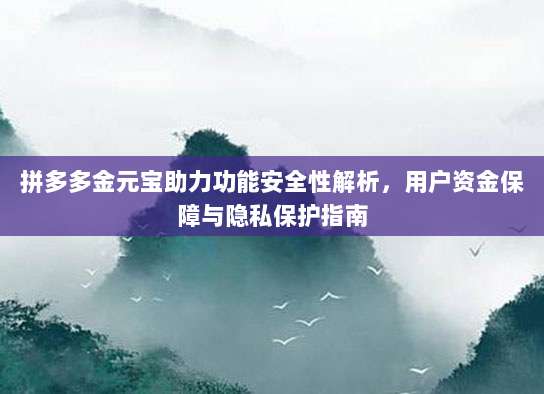 拼多多金元宝助力功能安全性解析，用户资金保障与隐私保护指南-第1张图片-拼多多助力