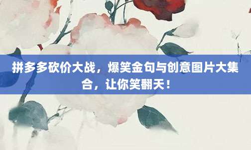 拼多多砍价大战,爆笑金句与创意图片大集合,让你笑翻天!-第1张图片-拼多多助力 拼多多砍价大战,爆笑金句与创意图片大集合,让你笑翻天!-第1张图片-拼多多助力