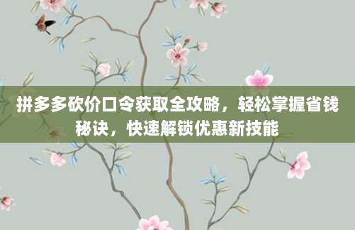 拼多多砍价口令获取全攻略，轻松掌握省钱秘诀，快速解锁优惠新技能-第1张图片-拼多多助力