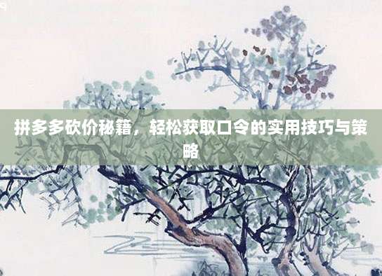 拼多多砍价秘籍,轻松获取口令的实用技巧与策略-第1张图片-拼多多助力 拼多多砍价秘籍,轻松获取口令的实用技巧与策略-第1张图片-拼多多助力