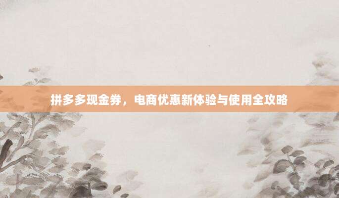拼多多现金券，电商优惠新体验与使用全攻略-第1张图片-拼多多助力