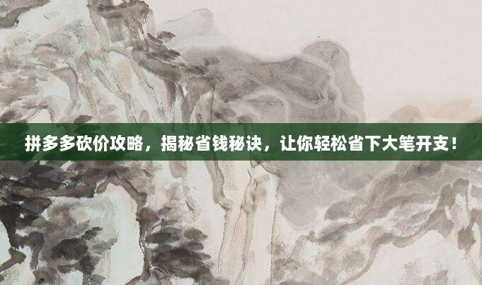 拼多多砍价攻略，揭秘省钱秘诀，让你轻松省下大笔开支！-第1张图片-拼多多助力