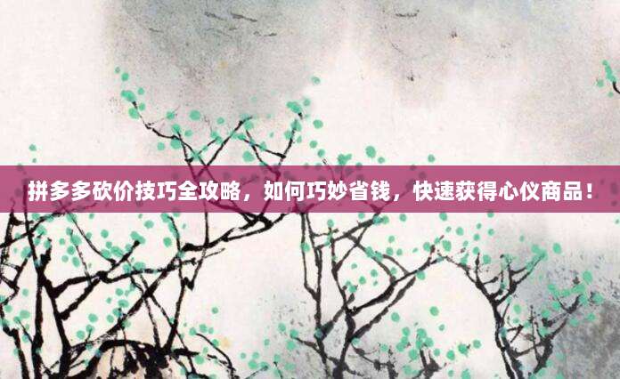 拼多多砍价技巧全攻略,如何巧妙省钱,快速获得心仪商品!-第1张图片-拼多多助力 拼多多砍价技巧全攻略,如何巧妙省钱,快速获得心仪商品!-第1张图片-拼多多助力