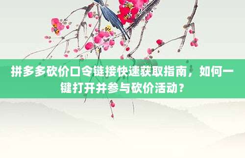 拼多多砍价口令链接快速获取指南，如何一键打开并参与砍价活动？-第1张图片-拼多多助力