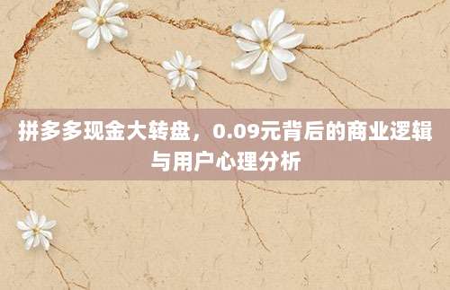 拼多多现金大转盘,0.09元背后的商业逻辑与用户心理分析-第1张图片-拼多多助力 拼多多现金大转盘,0.09元背后的商业逻辑与用户心理分析-第1张图片-拼多多助力