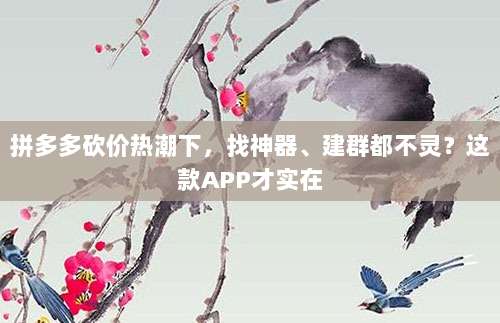 拼多多砍价热潮下,找神器、建群都不灵?这款APP才实在-第1张图片-拼多多助力 拼多多砍价热潮下,找神器、建群都不灵?这款APP才实在-第1张图片-拼多多助力