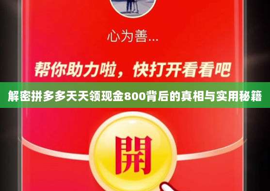 解密拼多多天天领现金800背后的真相与实用秘籍-第1张图片-拼多多助力 解密拼多多天天领现金800背后的真相与实用秘籍-第1张图片-拼多多助力