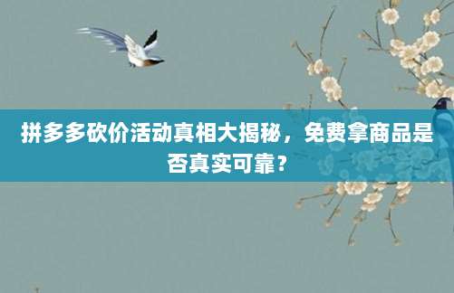 拼多多砍价活动真相大揭秘,免费拿商品是否真实可靠?-第1张图片-拼多多助力 拼多多砍价活动真相大揭秘,免费拿商品是否真实可靠?-第1张图片-拼多多助力